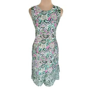 J. Jill Tropical Floral Sleeveless Midi Dress Cottage Coastal Feminine Preppy S